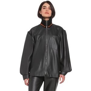 Faux Leather Jacket, Wolford 80s Streetstyle Burnt Orange Stripe Size Large NWT